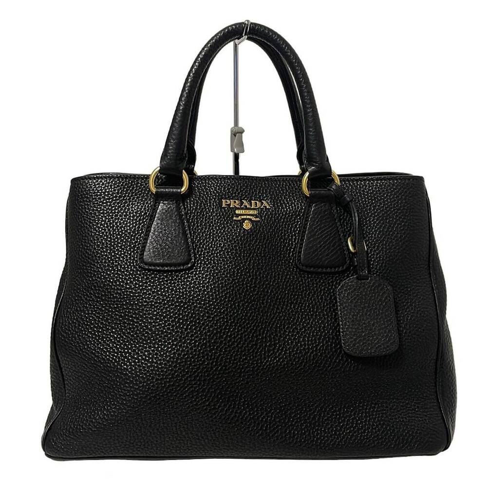 PRADA Double Bag Handbag Leather Black